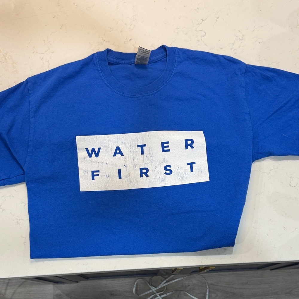 6/20🥳 Gildan Blue Kids Tee with Water First Print